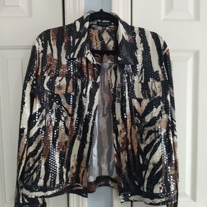 Notations Jean Style Cowboy  Jacket w Clear Decorative Disks L